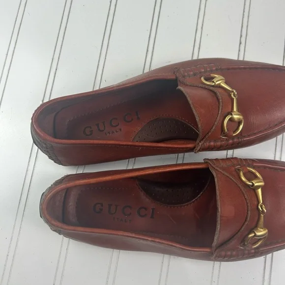 Gucci Menโs Size 7.5 Brown Leather Horsebit Loafers Slip On Dress Shoes Italy - Picture 5 of 9
